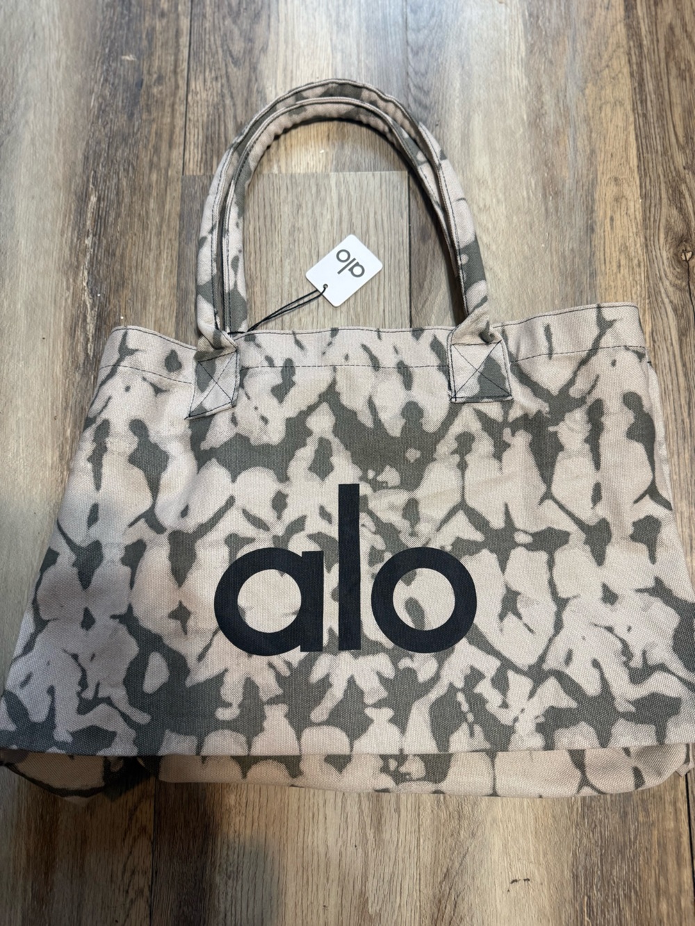 ALO Yoga Beige and Olive Tie-Dye Canvas Tote